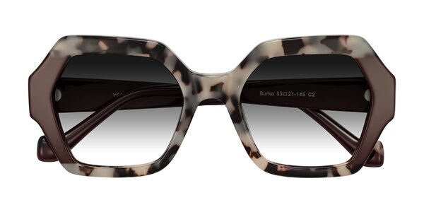 Front of Burka in Ivory Tortoise/Chocolate