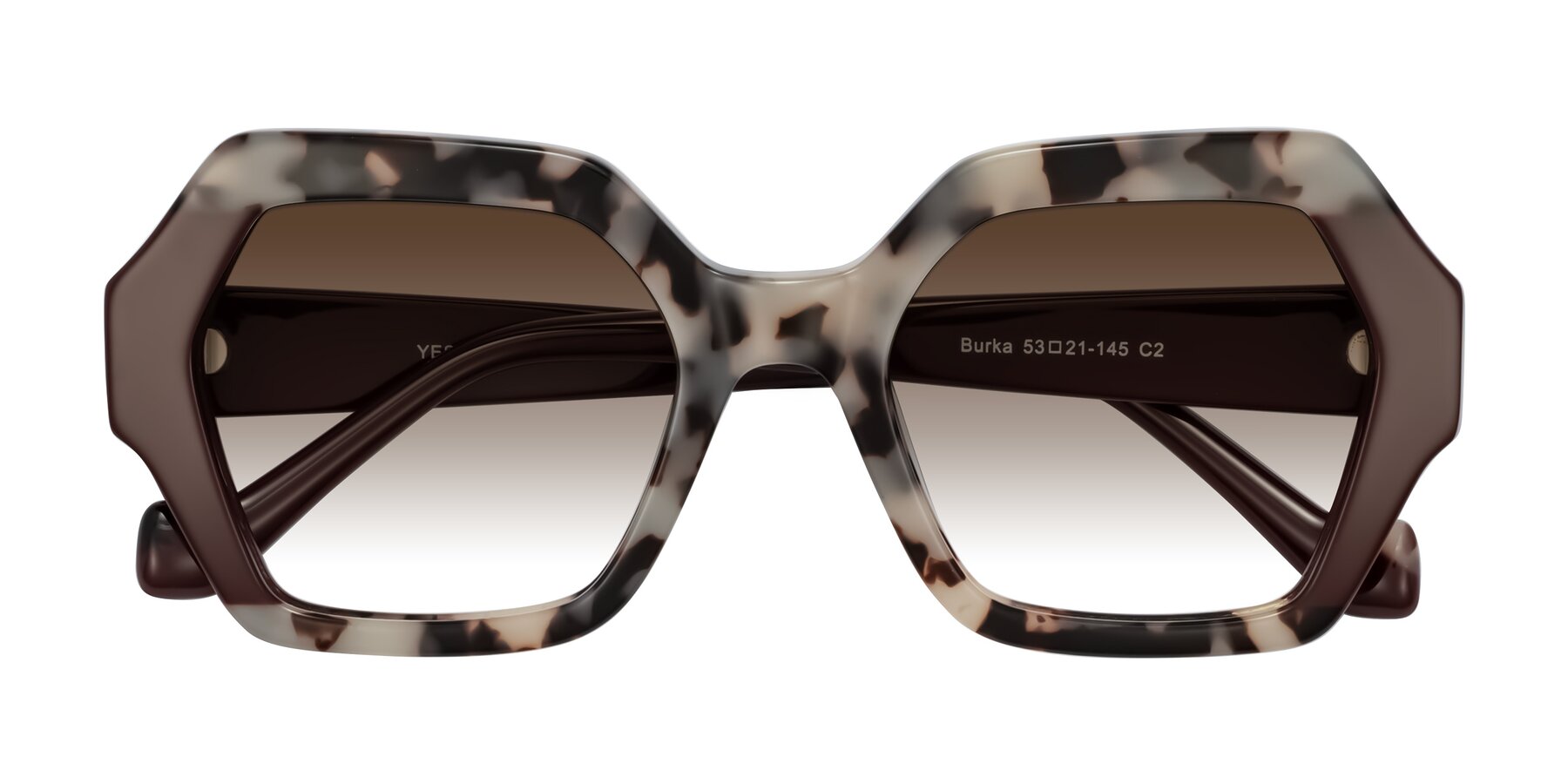 Folded Front of Burka in Ivory Tortoise/Chocolate with Brown Gradient Lenses