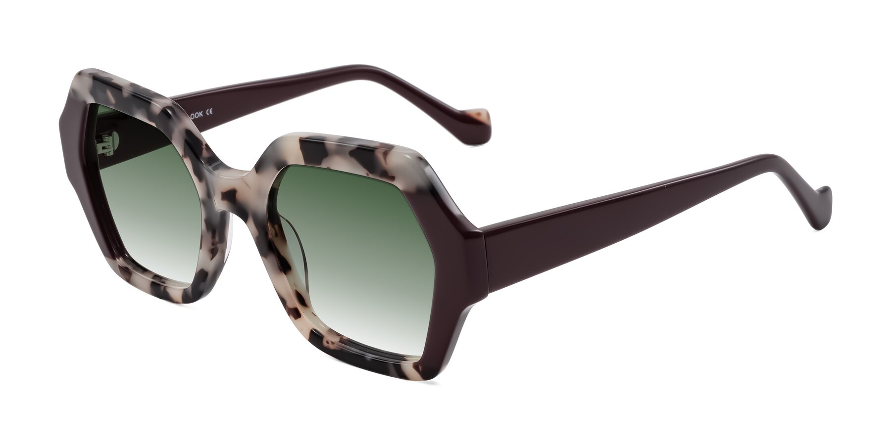 Angle of Burka in Ivory Tortoise/Chocolate with Green Gradient Lenses