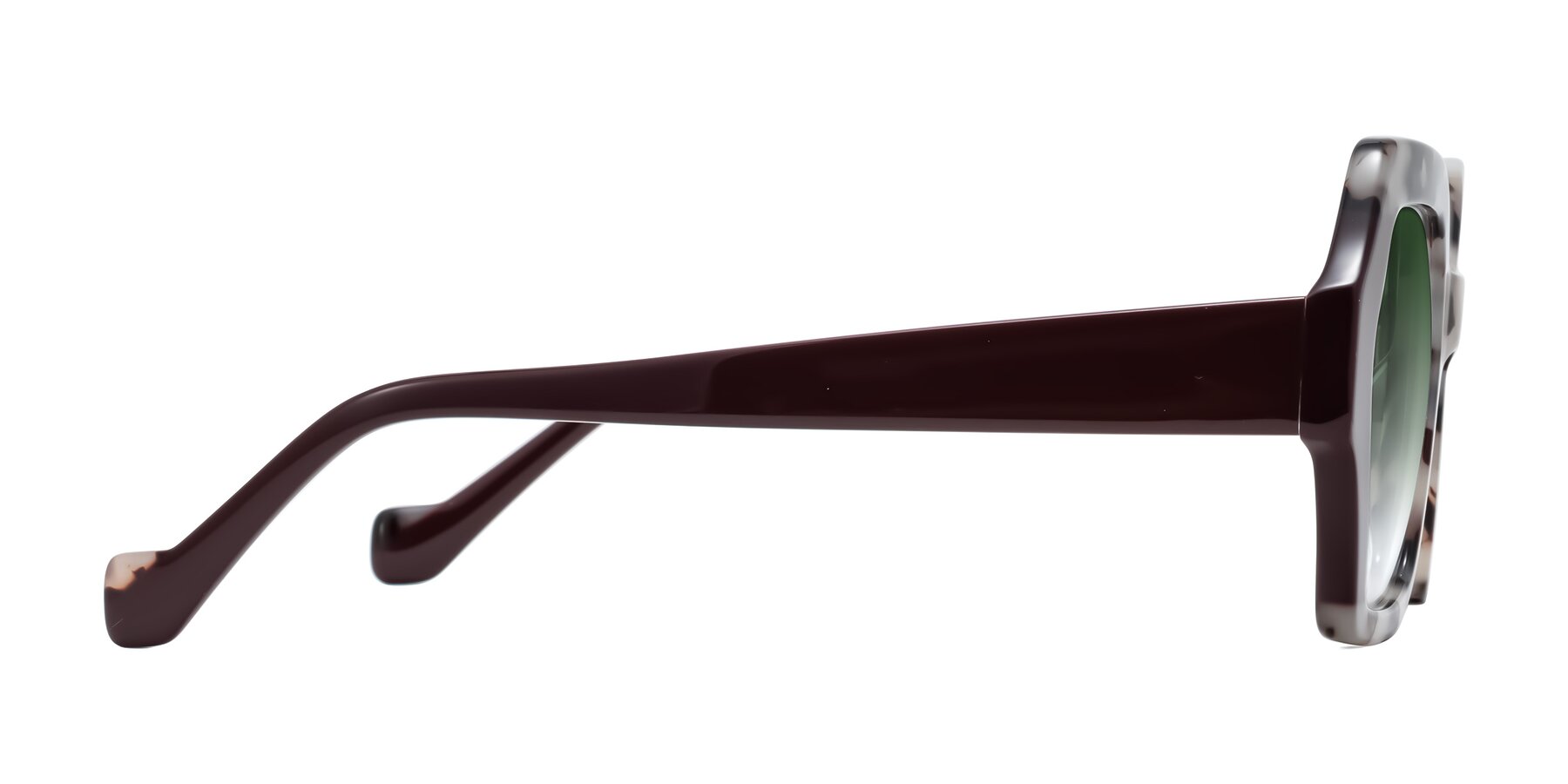 Side of Burka in Ivory Tortoise/Chocolate with Green Gradient Lenses