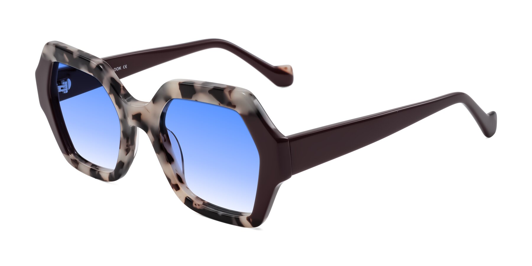 Angle of Burka in Ivory Tortoise/Chocolate with Blue Gradient Lenses