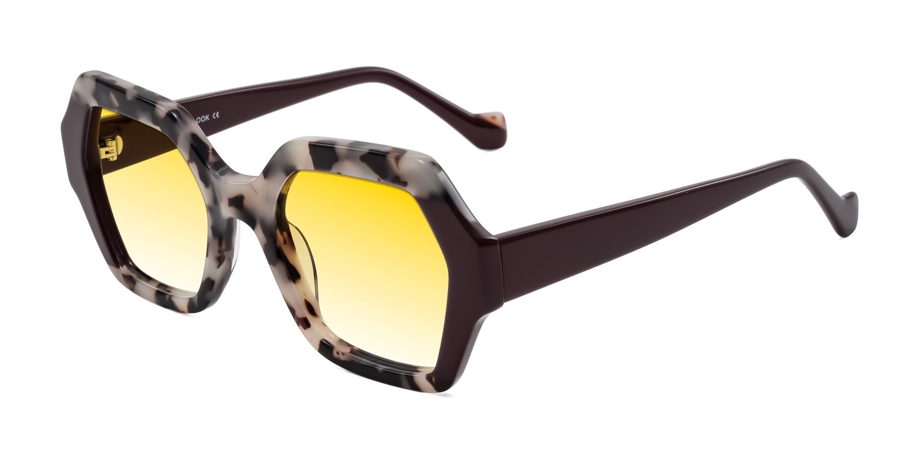 Angle of Burka in Ivory Tortoise/Chocolate with Yellow Gradient Lenses
