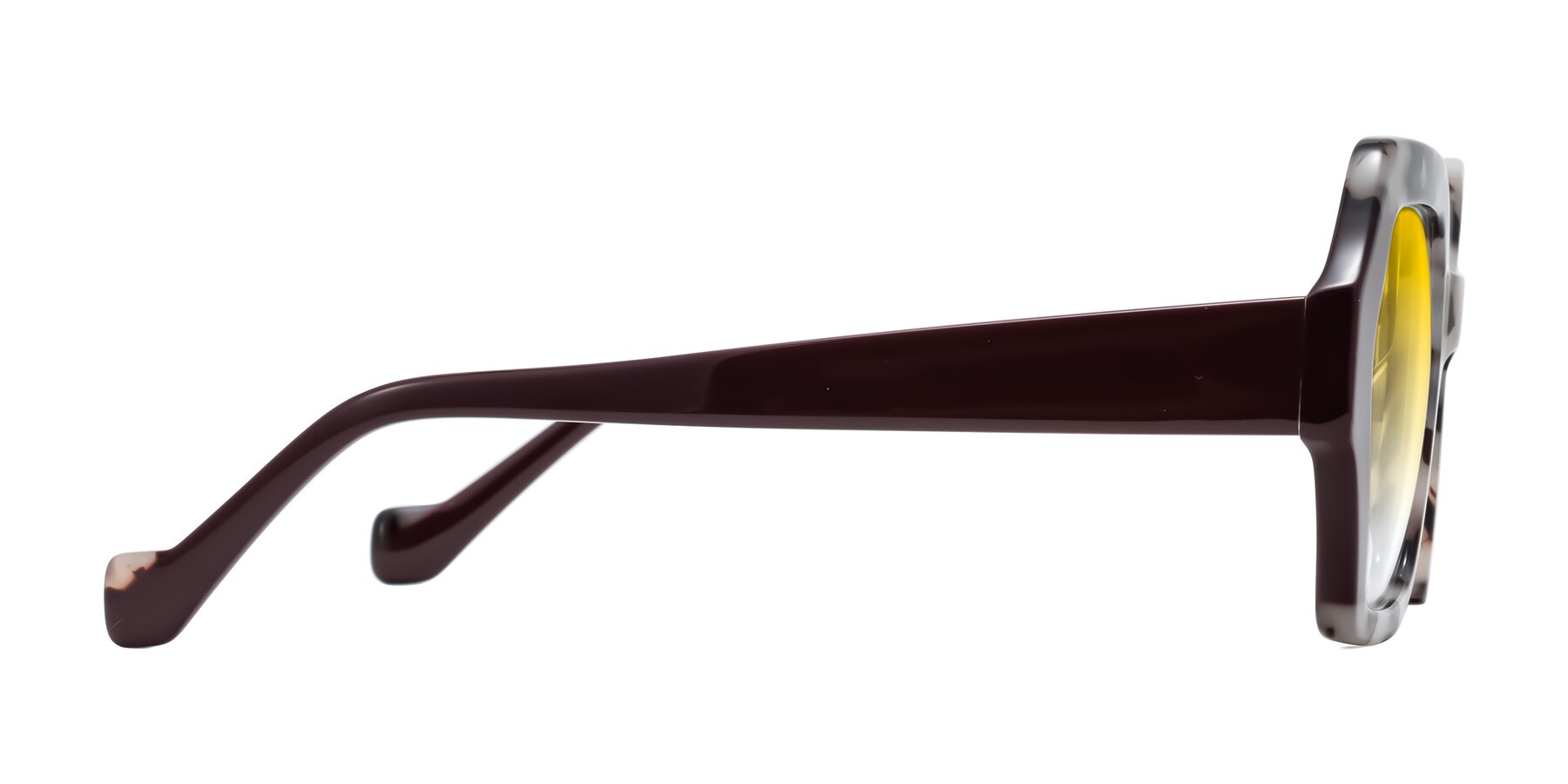 Side of Burka in Ivory Tortoise/Chocolate with Yellow Gradient Lenses