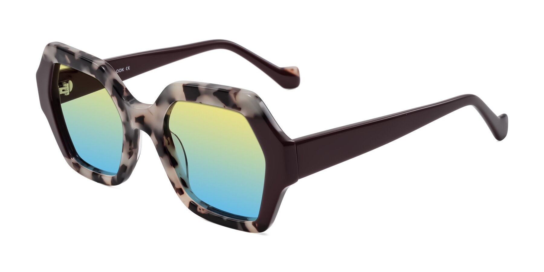 Angle of Burka in Ivory Tortoise/Chocolate with Yellow / Blue Gradient Lenses