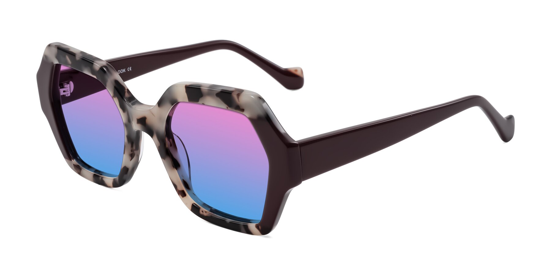 Angle of Burka in Ivory Tortoise/Chocolate with Pink / Blue Gradient Lenses