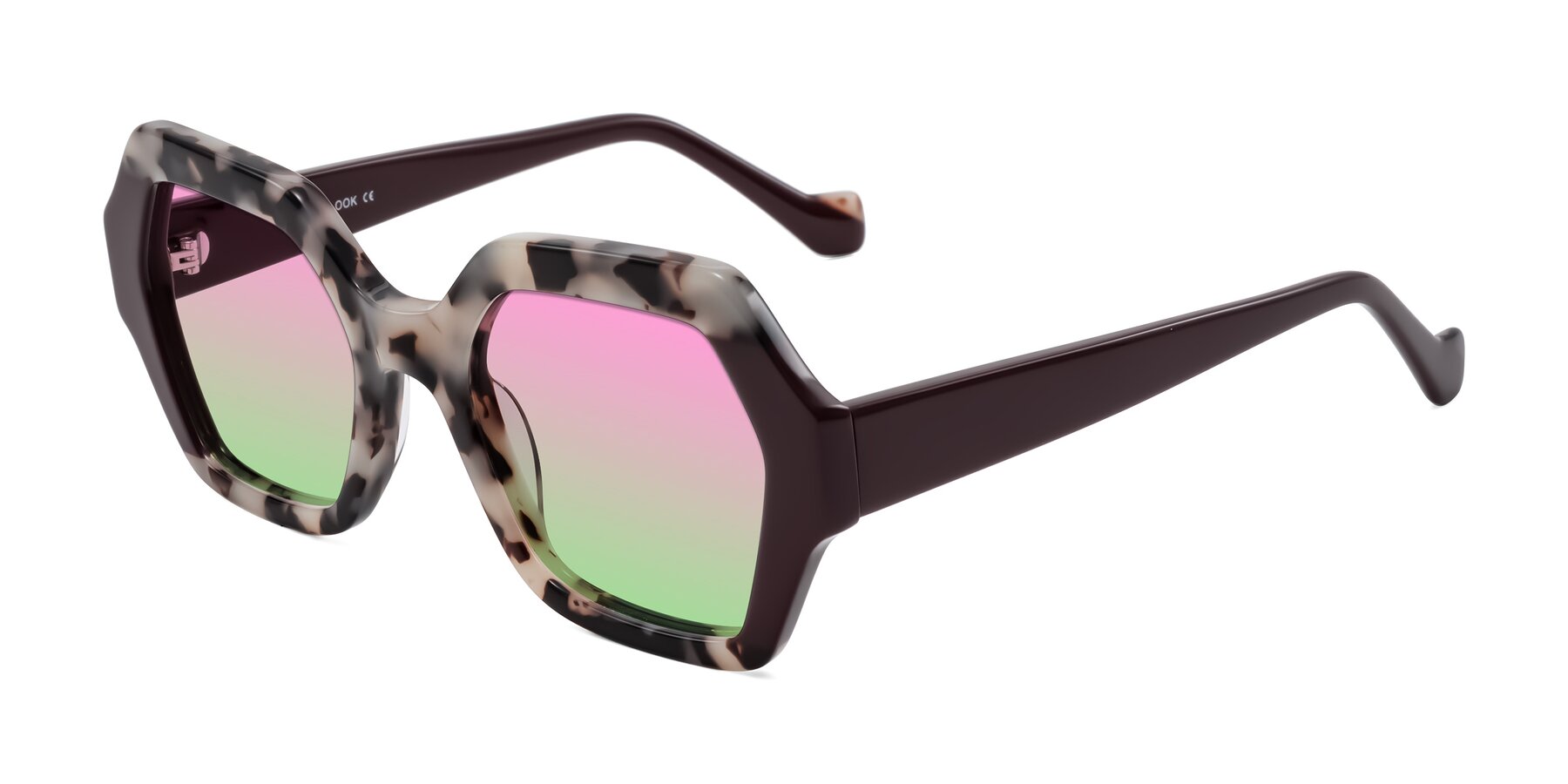 Angle of Burka in Ivory Tortoise/Chocolate with Pink / Green Gradient Lenses