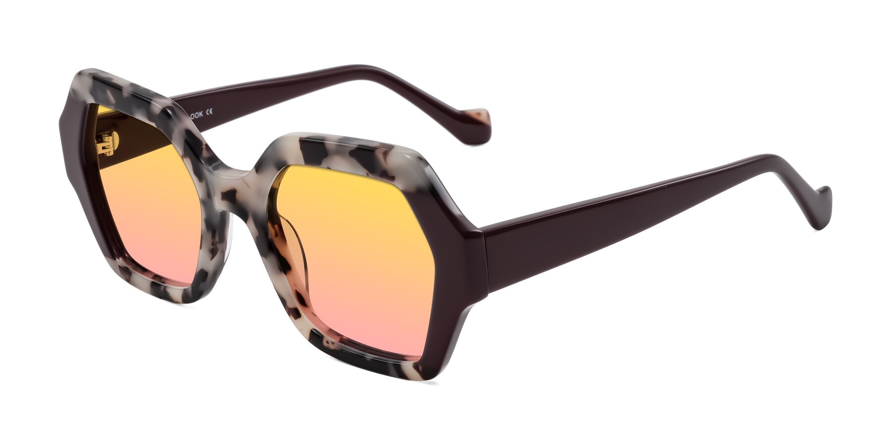 Angle of Burka in Ivory Tortoise/Chocolate with Yellow / Pink Gradient Lenses