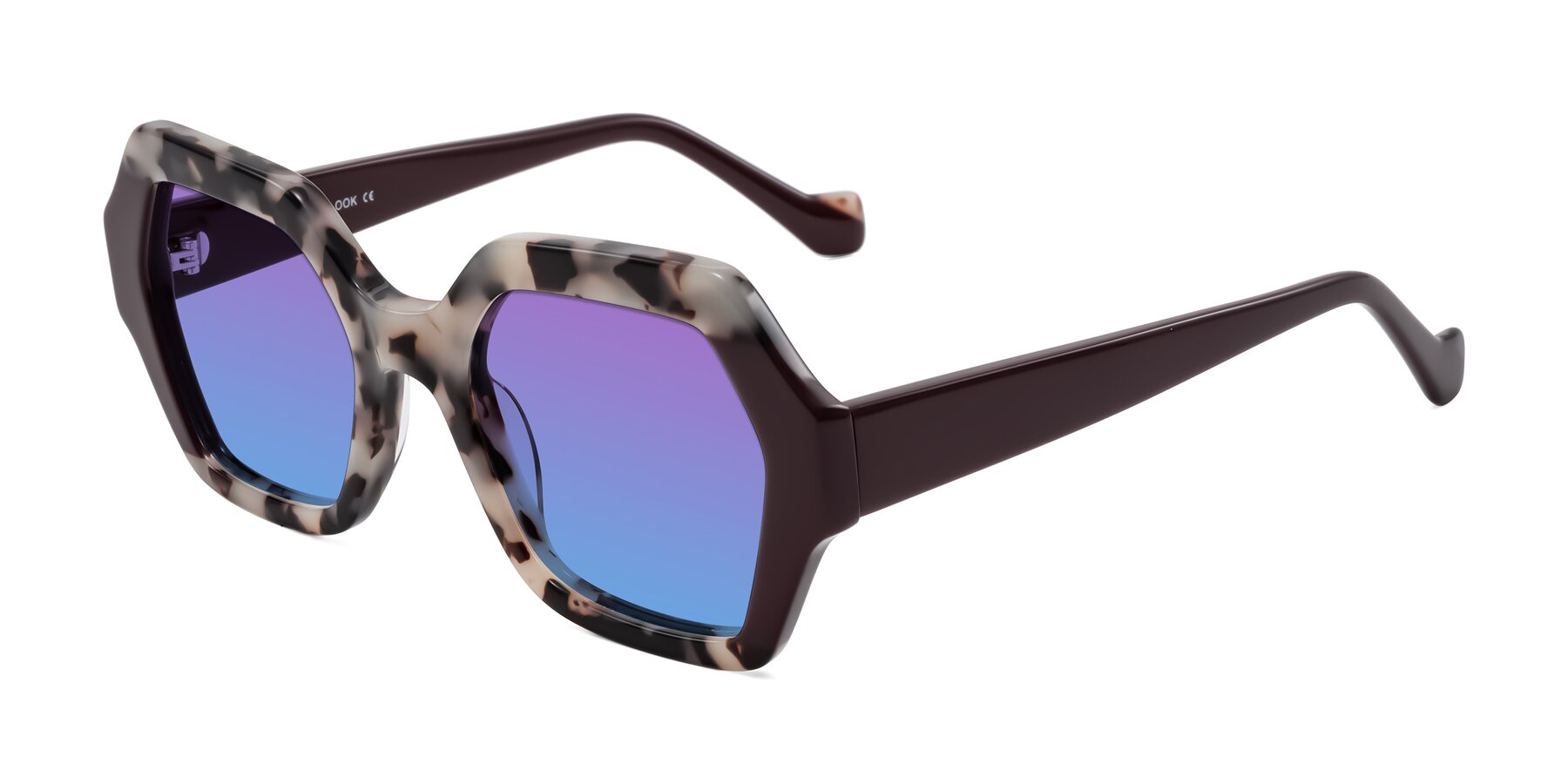 Angle of Burka in Ivory Tortoise/Chocolate with Purple / Blue Gradient Lenses