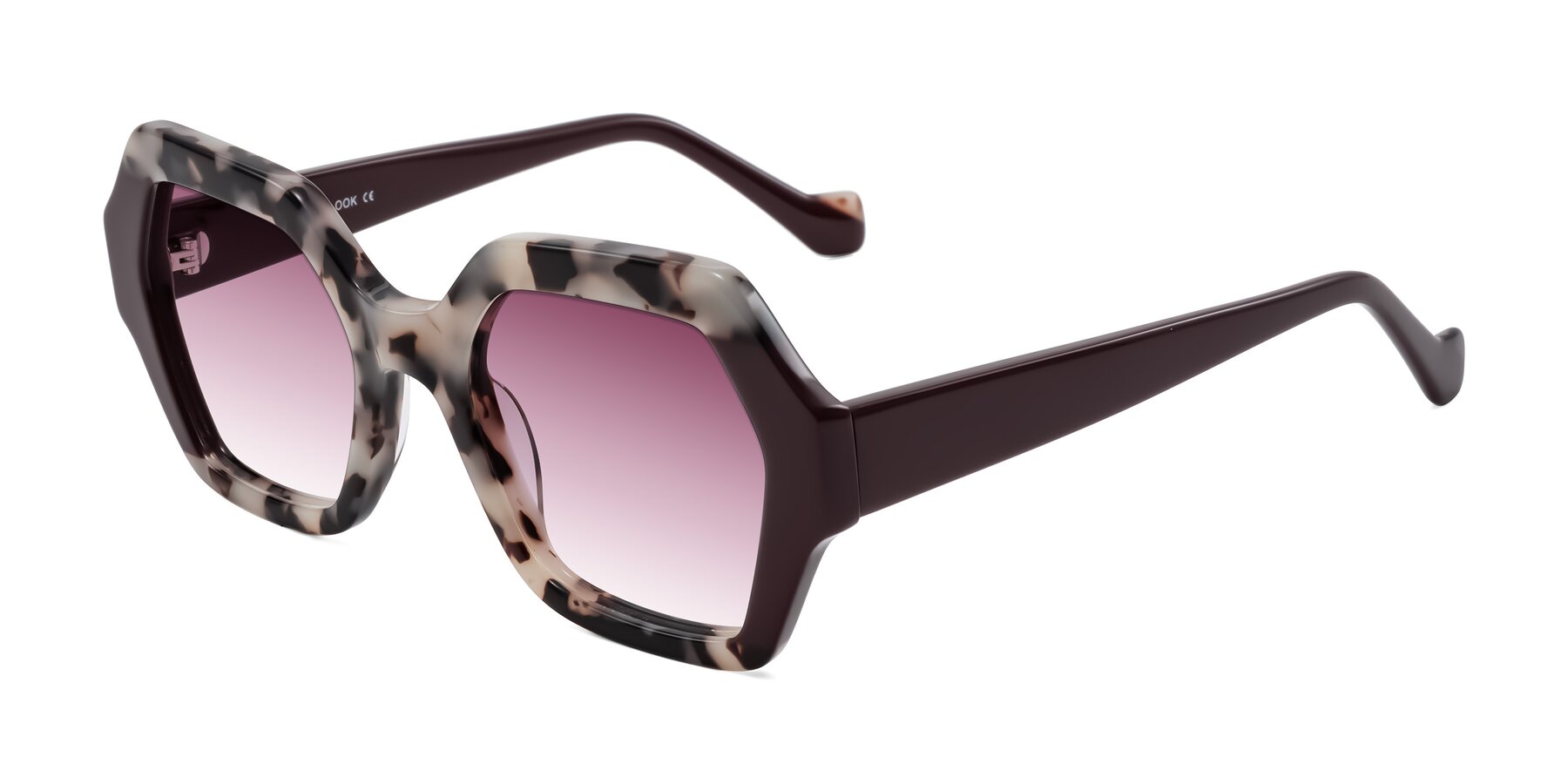 Angle of Burka in Ivory Tortoise/Chocolate with Wine Gradient Lenses