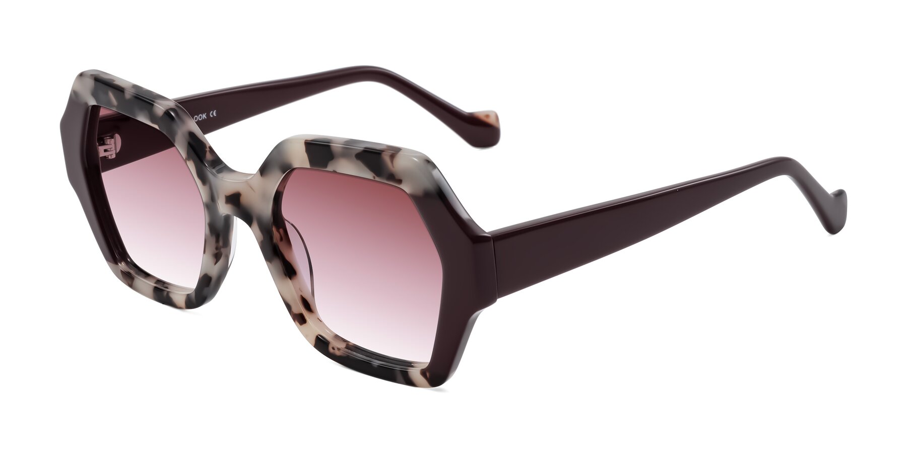 Angle of Burka in Ivory Tortoise/Chocolate with Garnet Gradient Lenses
