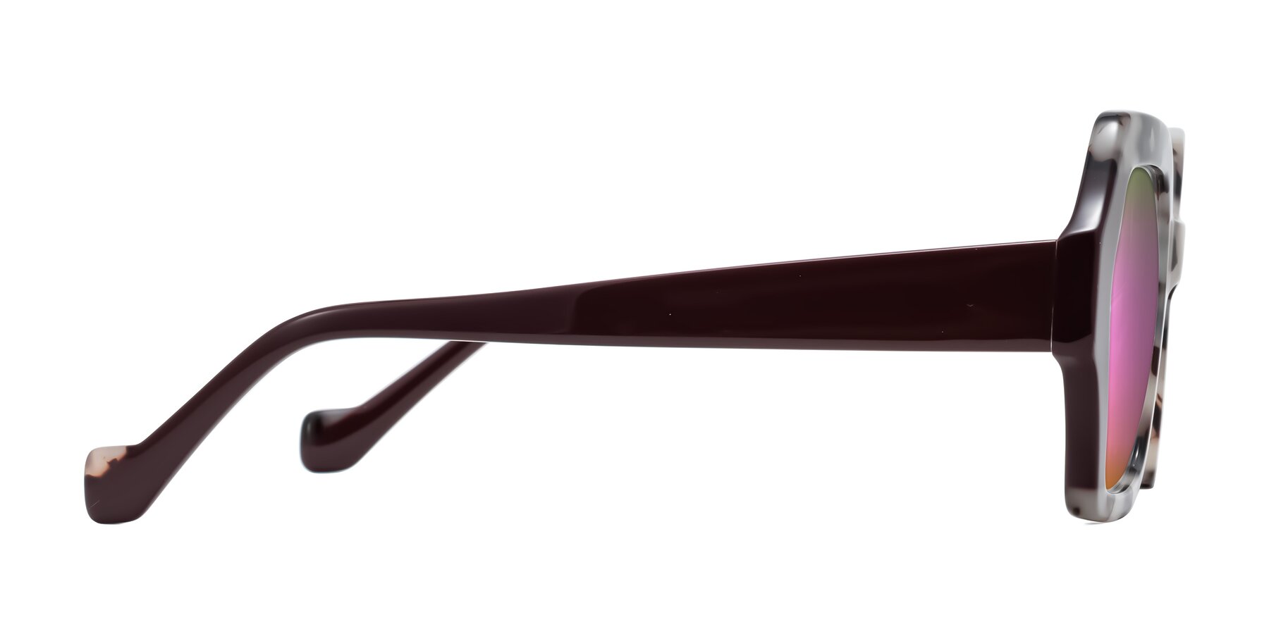 Side of Burka in Ivory Tortoise/Chocolate with Pink Mirrored Lenses