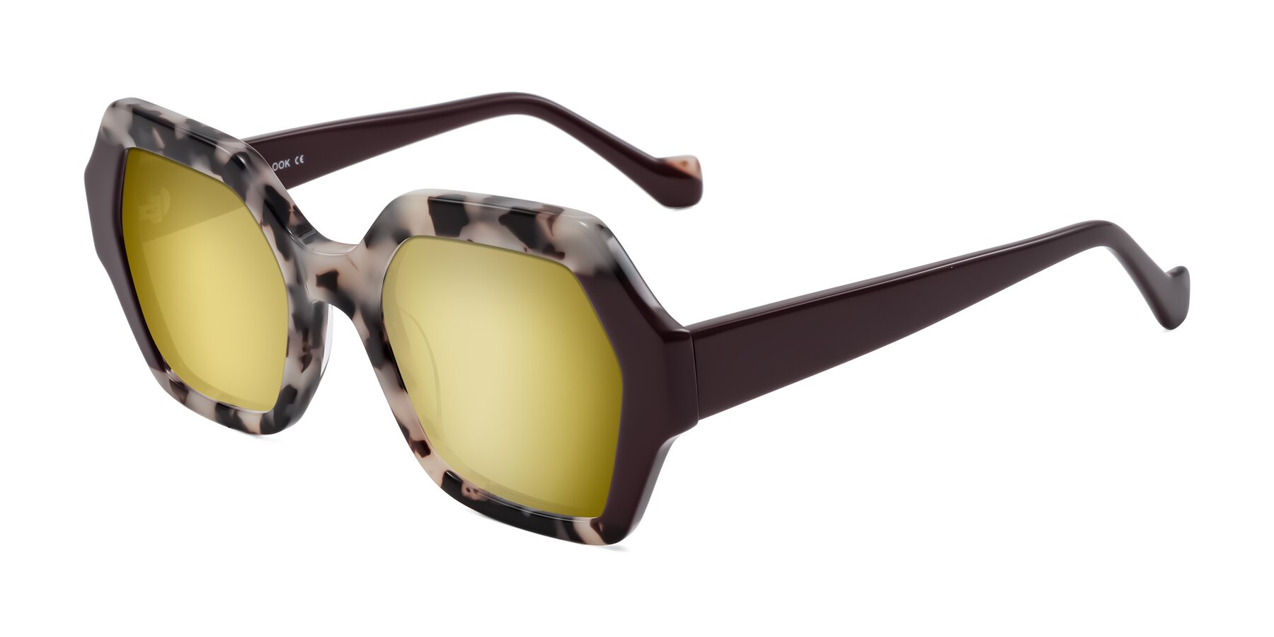 Angle of Burka in Ivory Tortoise/Chocolate with Gold Mirrored Lenses