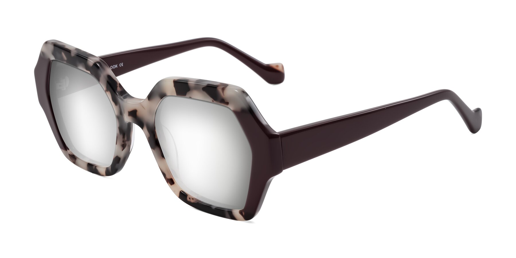 Angle of Burka in Ivory Tortoise/Chocolate with Silver Mirrored Lenses