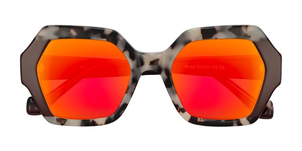 Front of Burka in Ivory Tortoise/Chocolate