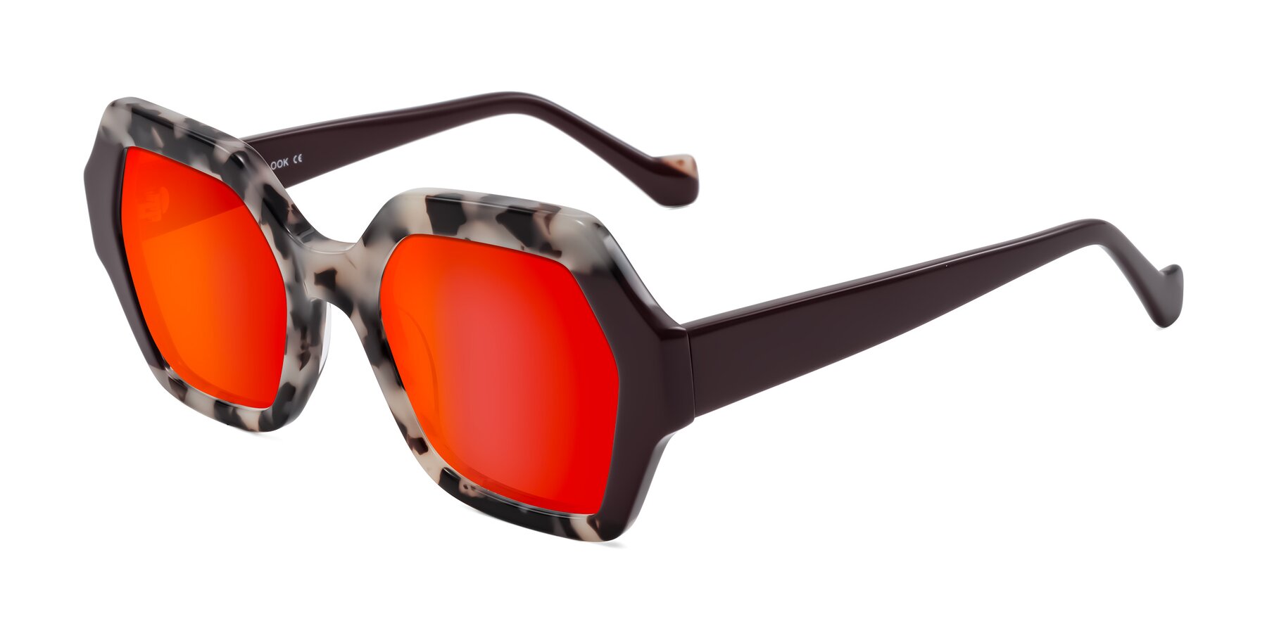 Angle of Burka in Ivory Tortoise/Chocolate with Red Gold Mirrored Lenses