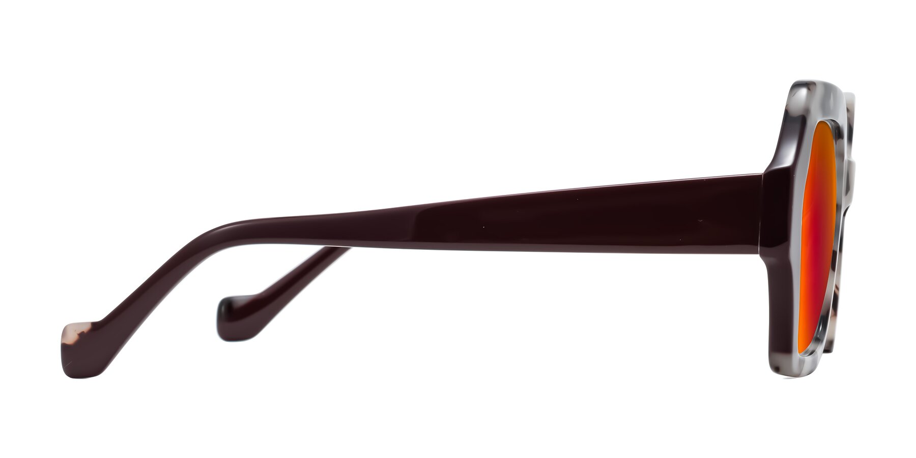 Side of Burka in Ivory Tortoise/Chocolate with Red Gold Mirrored Lenses