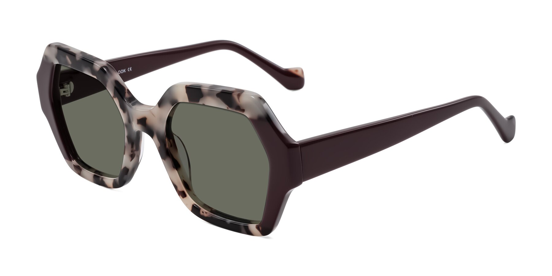 Angle of Burka in Ivory Tortoise/Chocolate with Gray Polarized Lenses