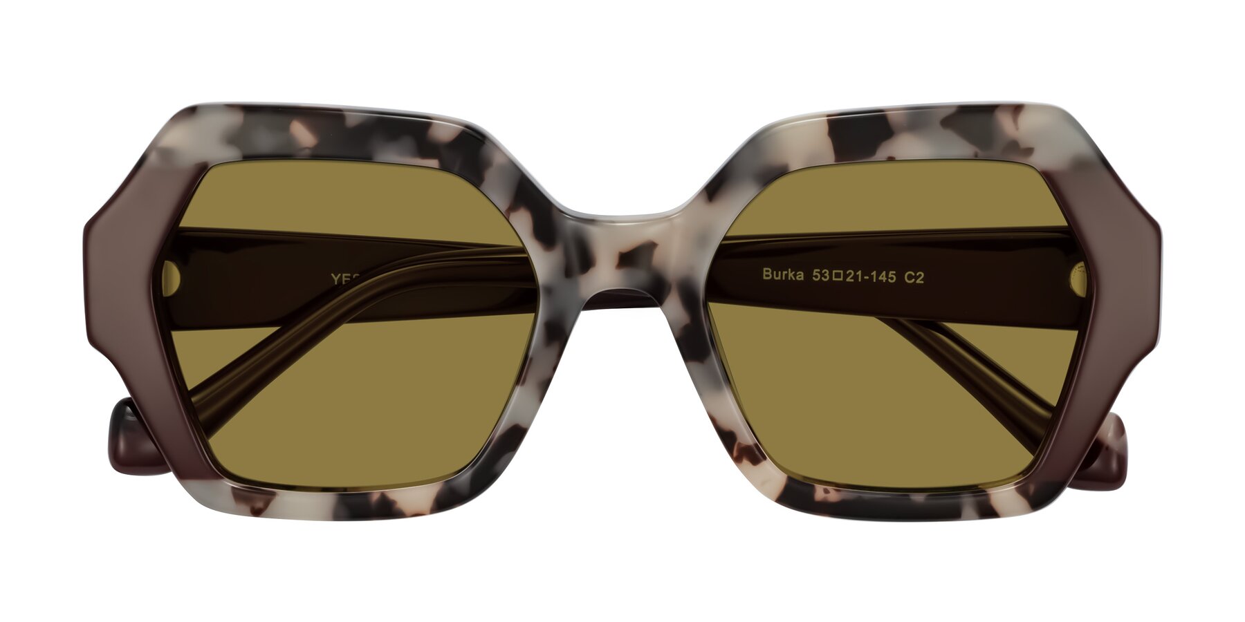 Folded Front of Burka in Ivory Tortoise/Chocolate with Brown Polarized Lenses