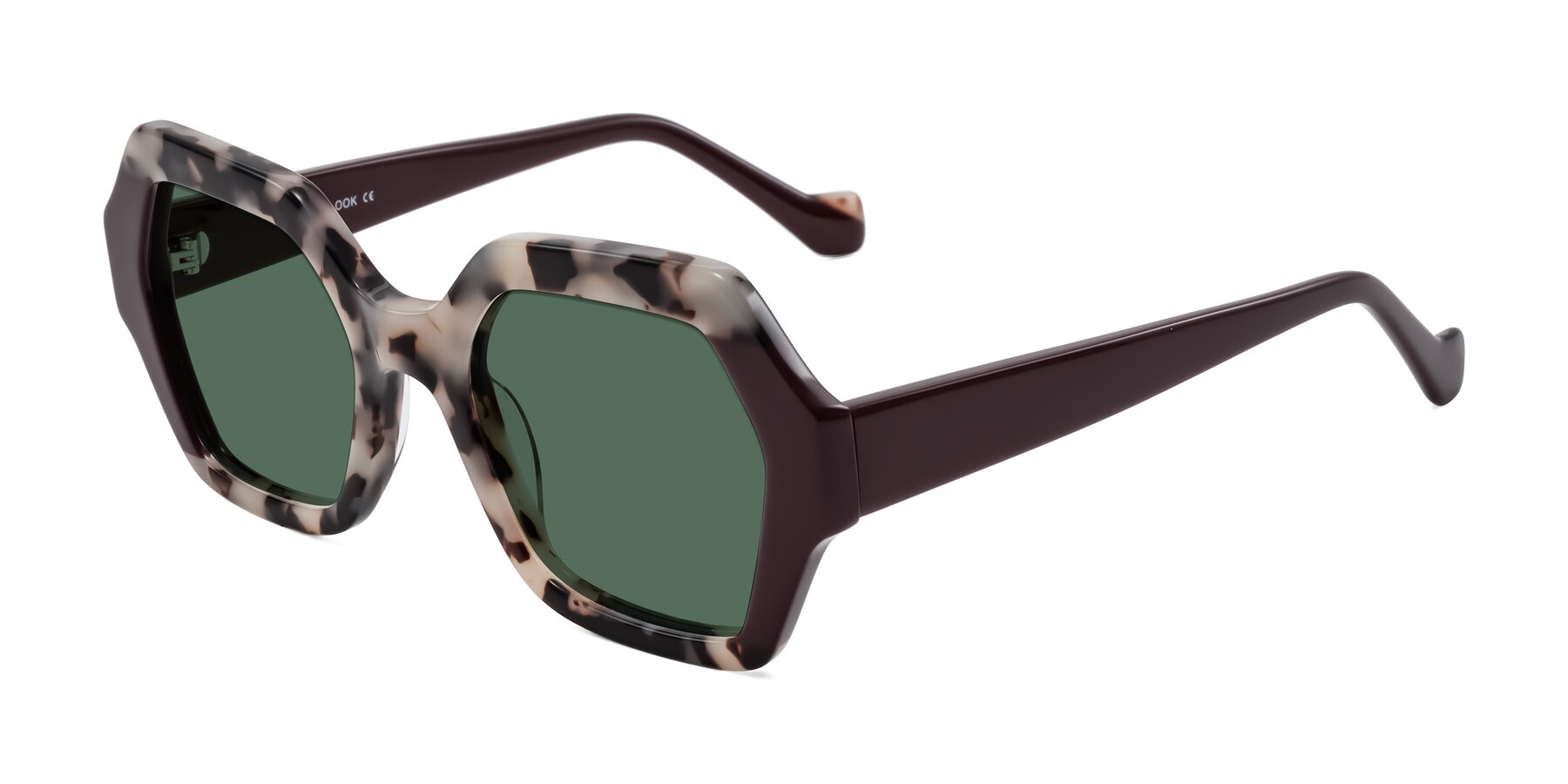 Angle of Burka in Ivory Tortoise/Chocolate with Green Polarized Lenses