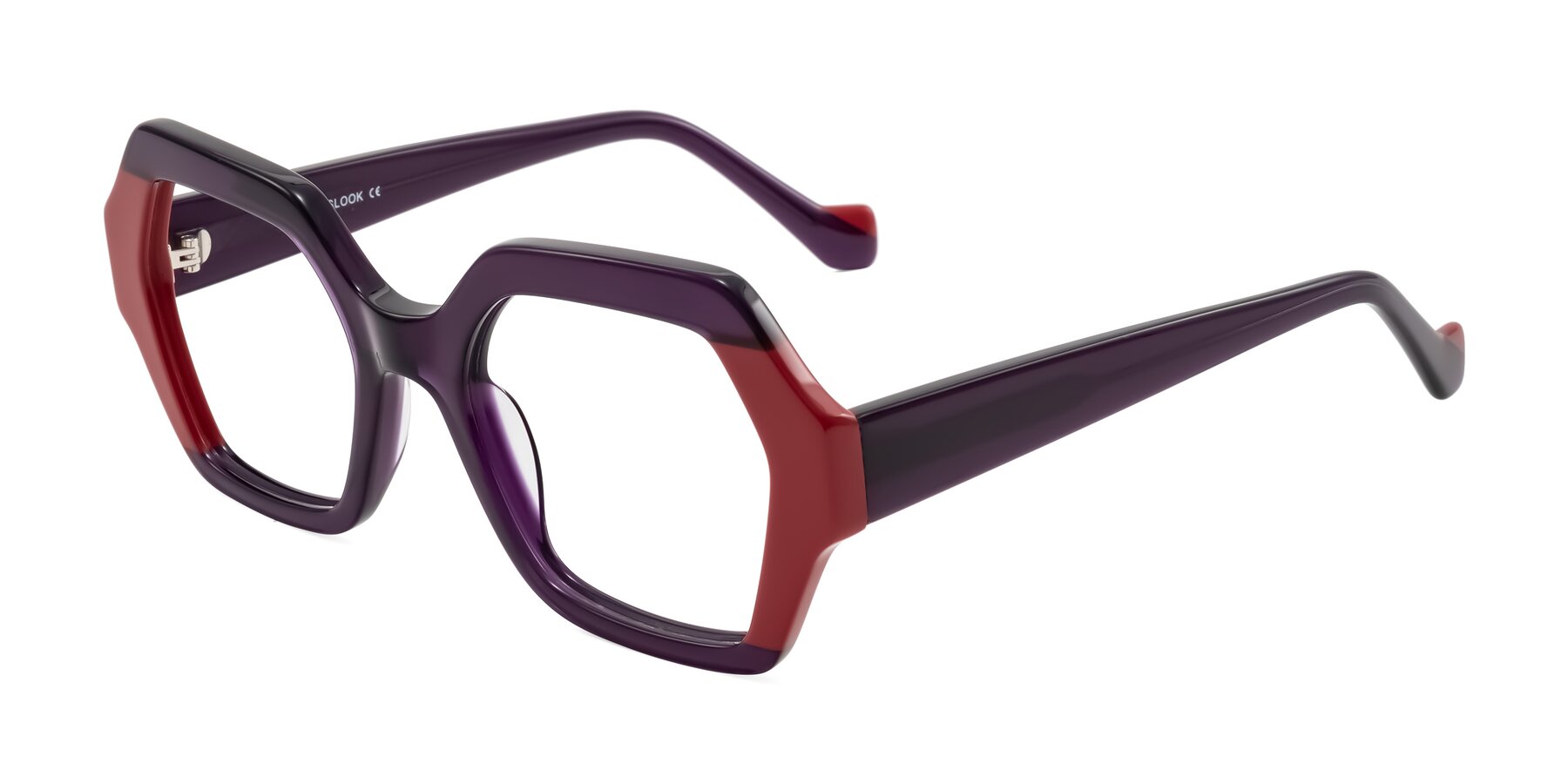 Angle of Burka in Eggplant/Red with Clear Eyeglass Lenses