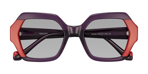 Front of Burka in Eggplant/Red