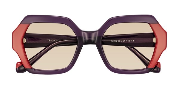 Front of Burka in Eggplant/Red