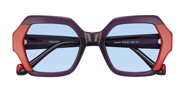 Front of Burka in Eggplant/Red