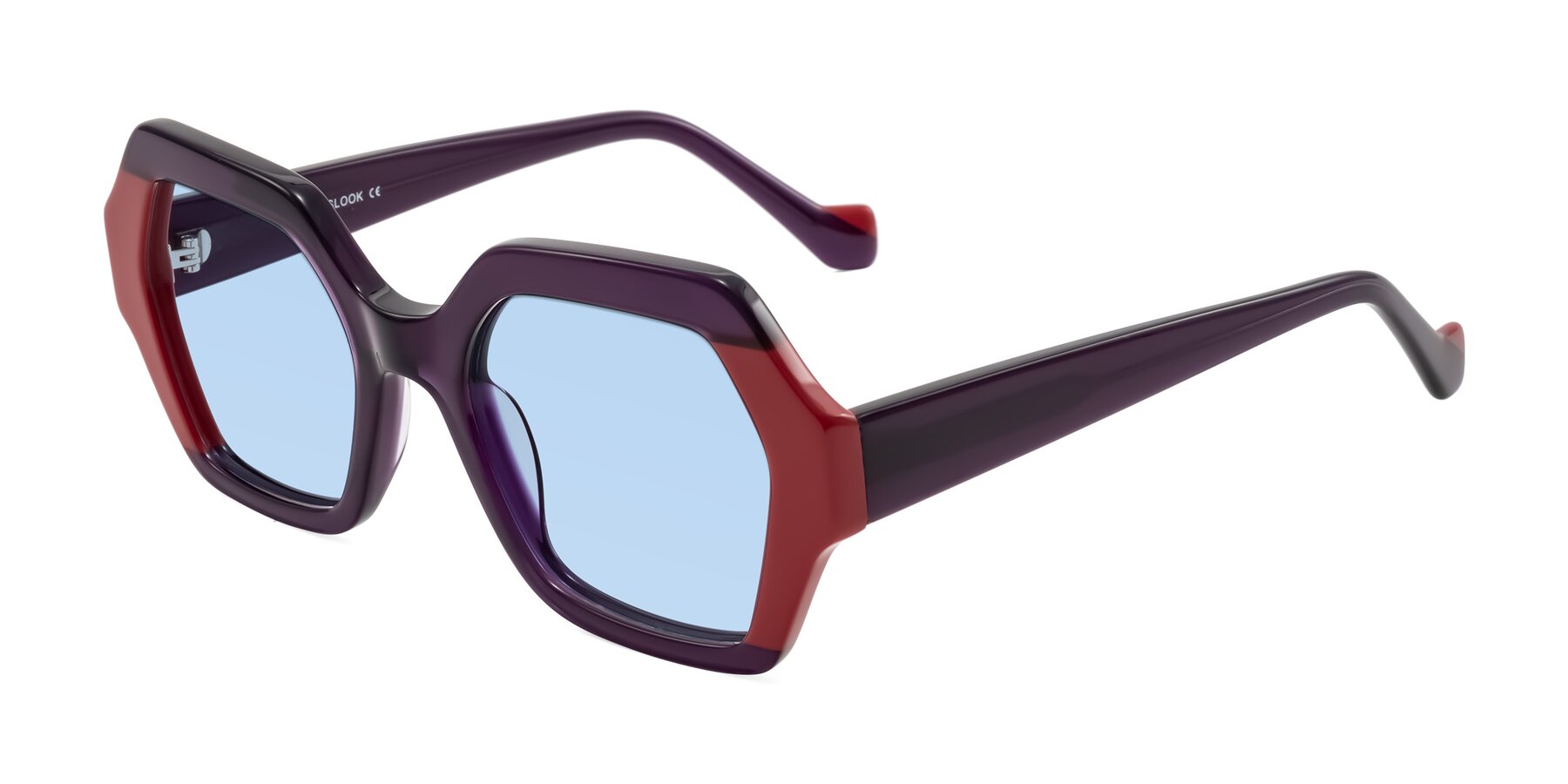 Angle of Burka in Eggplant/Red with Light Blue Tinted Lenses
