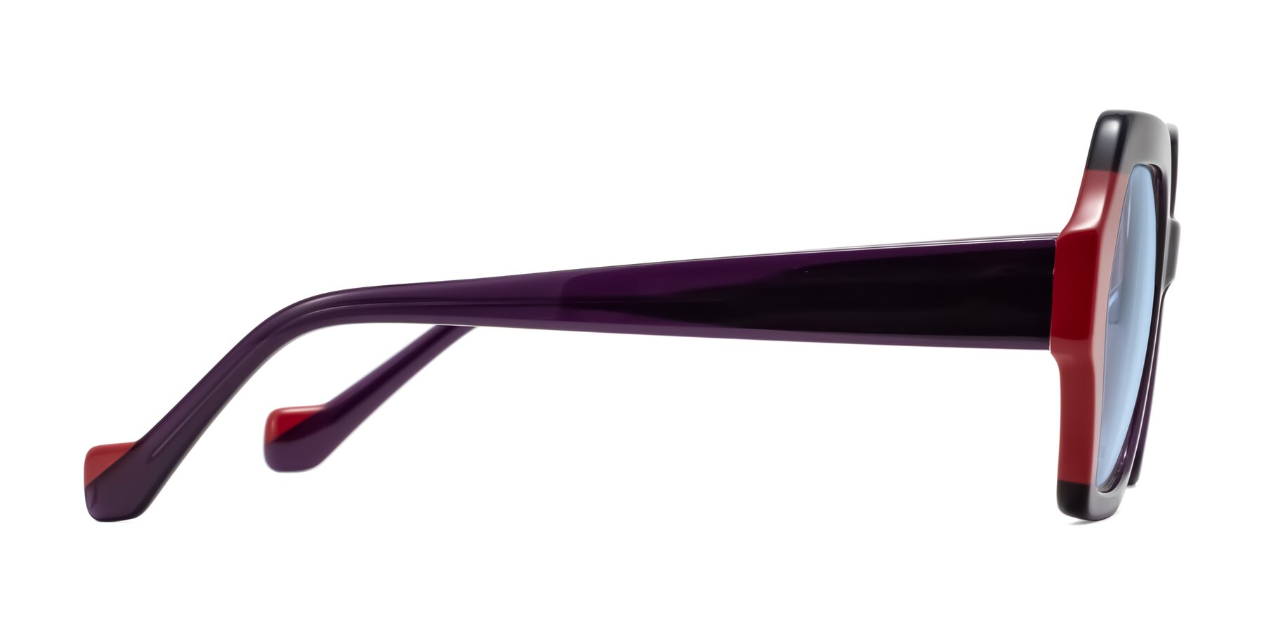 Side of Burka in Eggplant/Red with Light Blue Tinted Lenses
