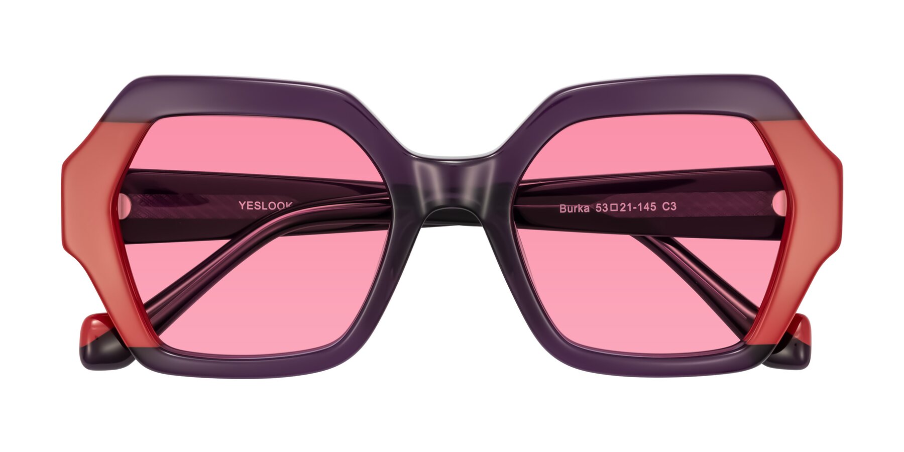 Folded Front of Burka in Eggplant/Red with Pink Tinted Lenses