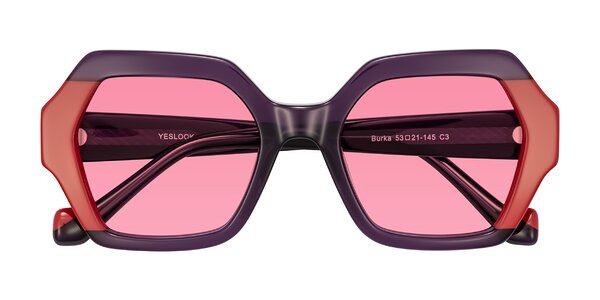 Front of Burka in Eggplant/Red