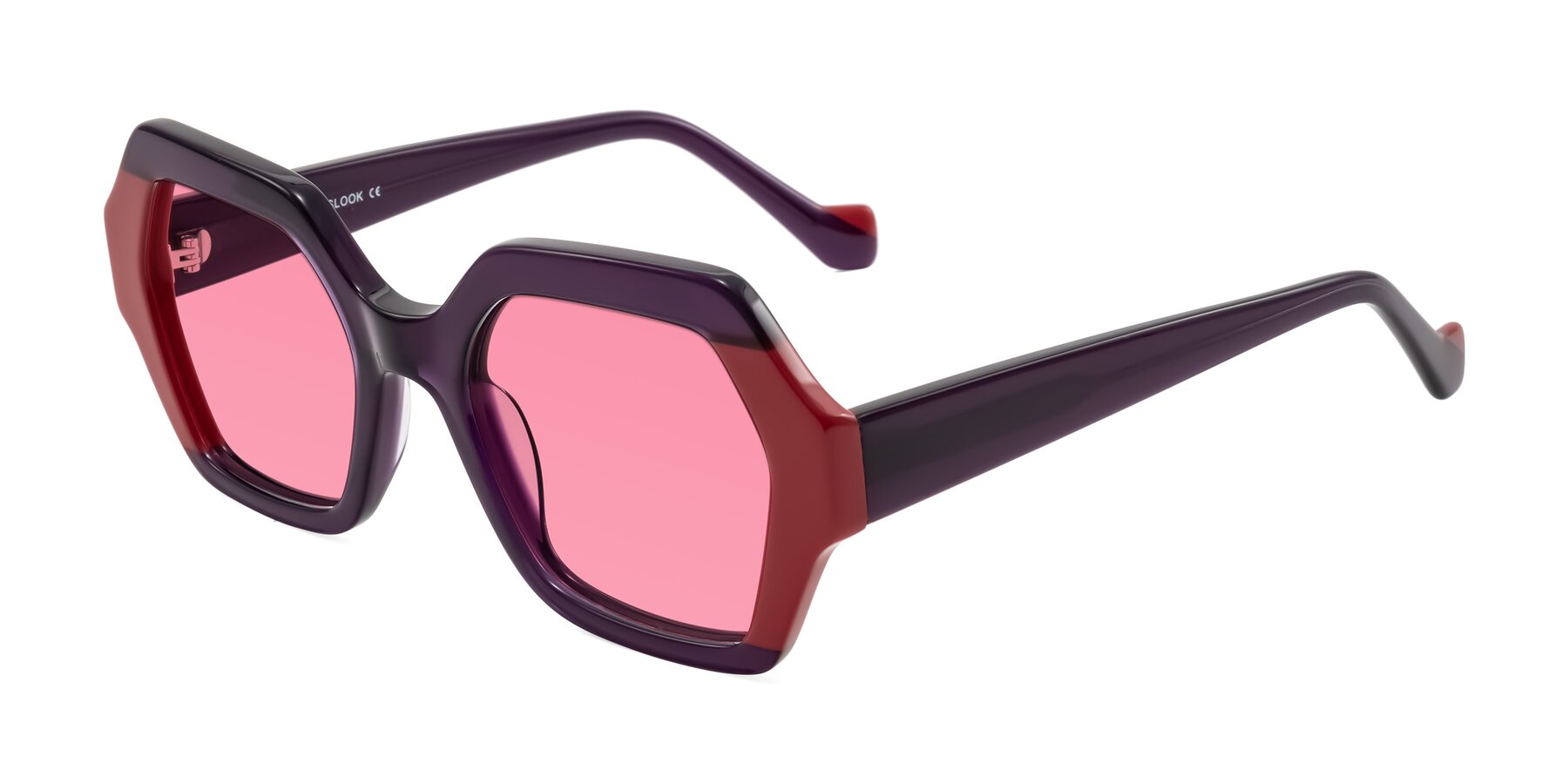 Angle of Burka in Eggplant/Red with Pink Tinted Lenses