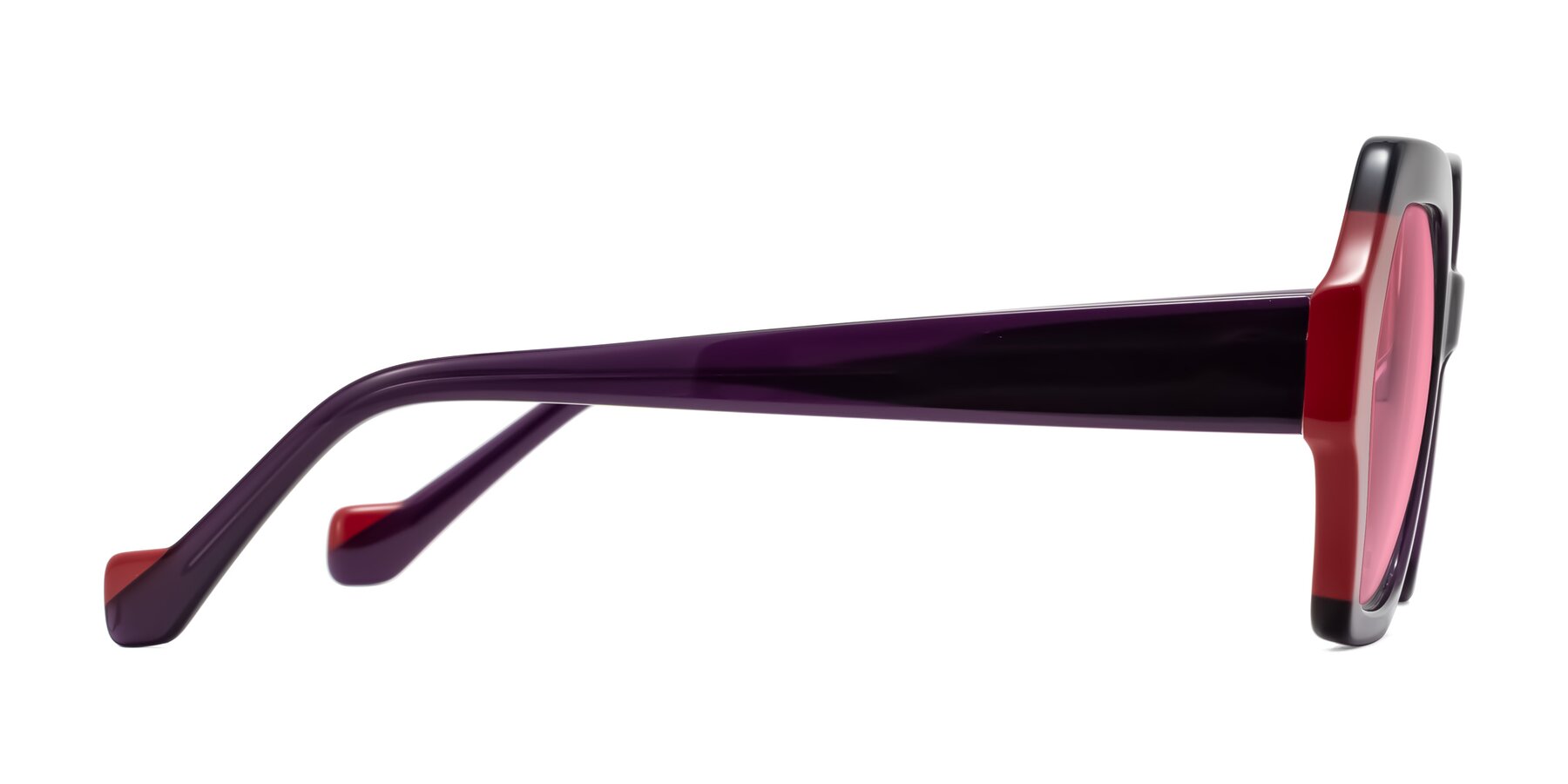 Side of Burka in Eggplant/Red with Pink Tinted Lenses