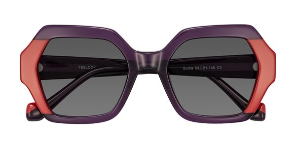 Front of Burka in Eggplant/Red