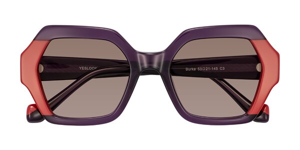 Front of Burka in Eggplant/Red