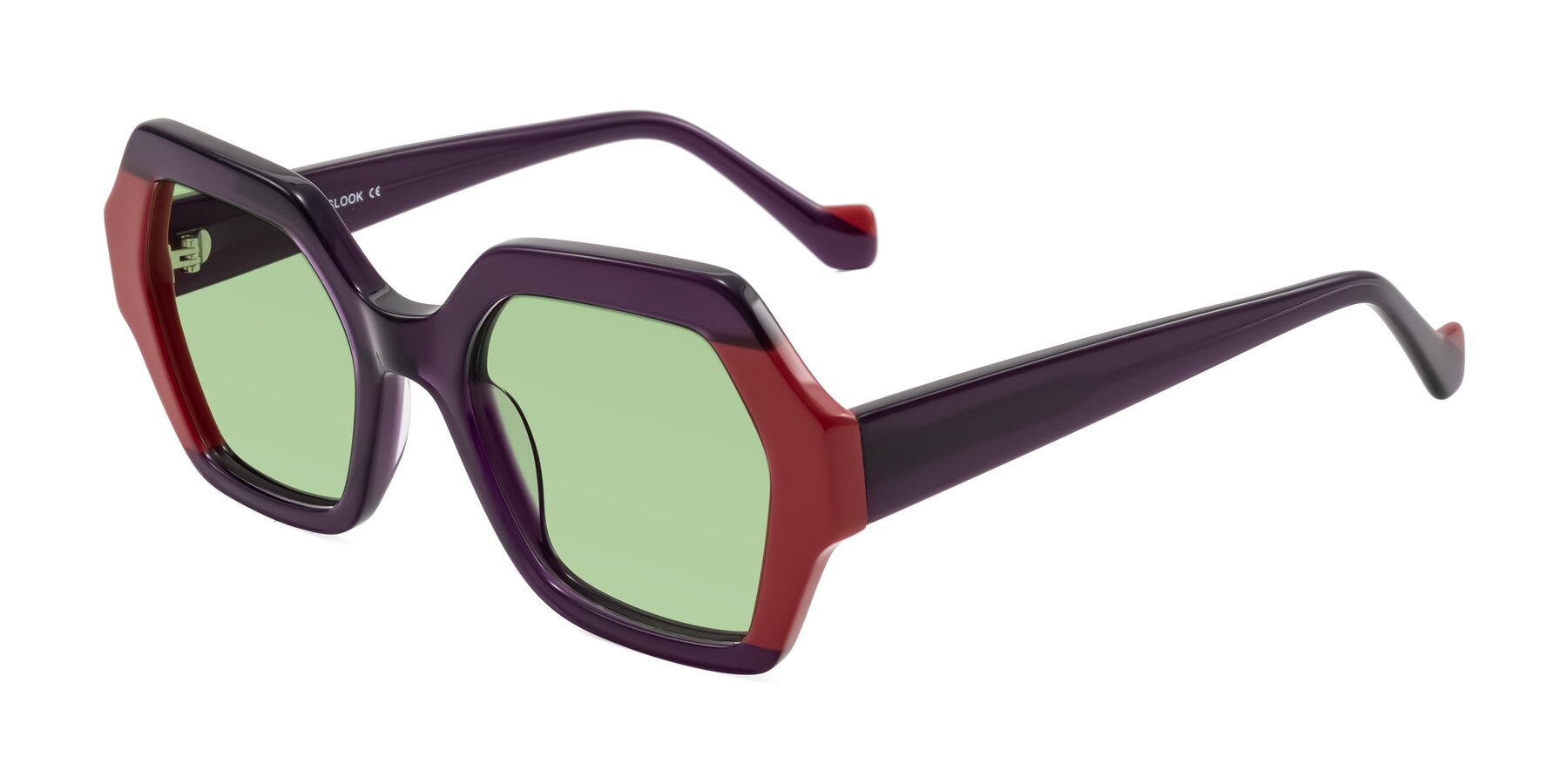 Angle of Burka in Eggplant/Red with Medium Green Tinted Lenses