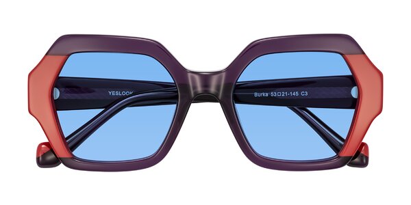 Front of Burka in Eggplant/Red