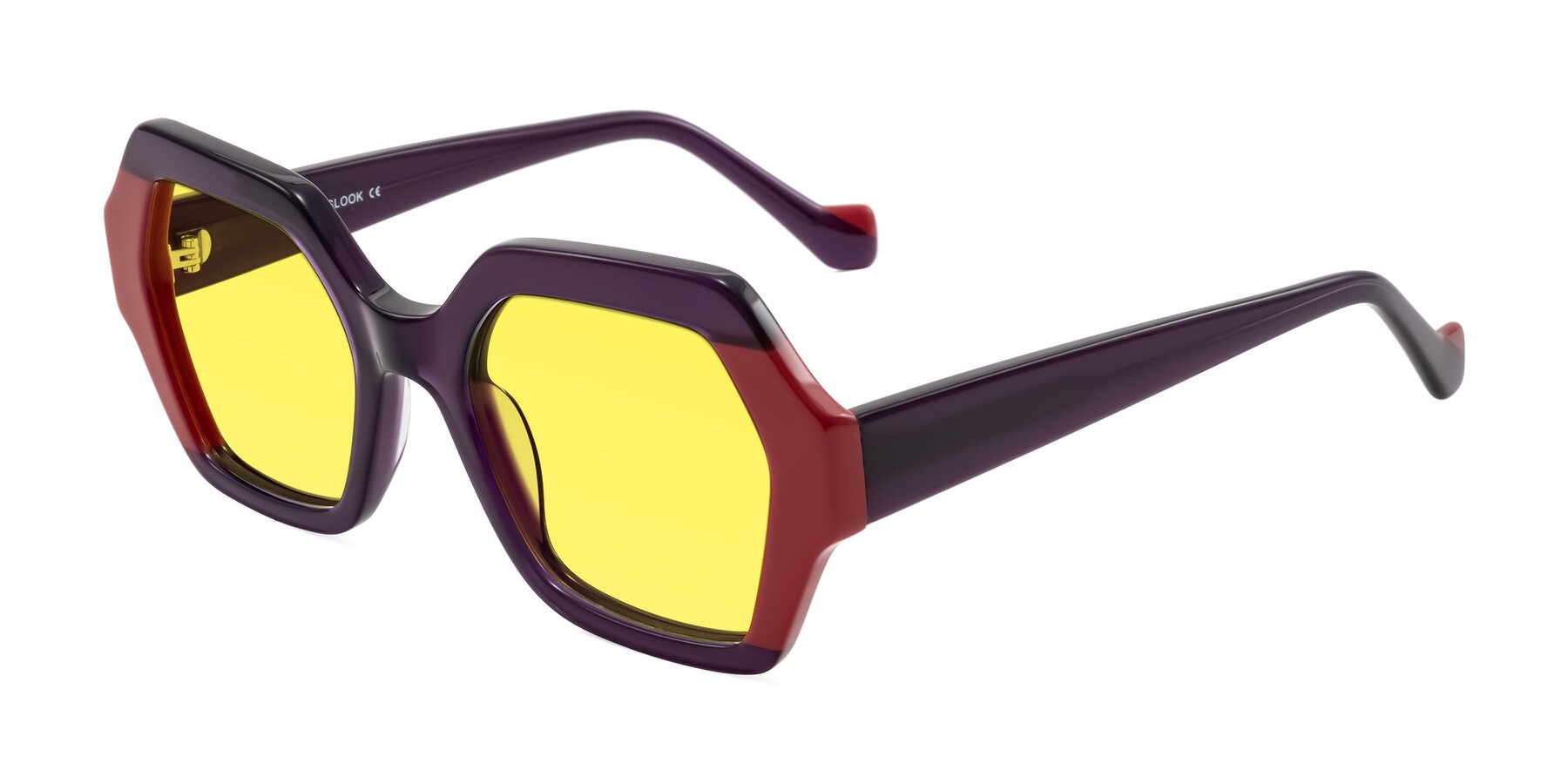 Angle of Burka in Eggplant/Red with Medium Yellow Tinted Lenses