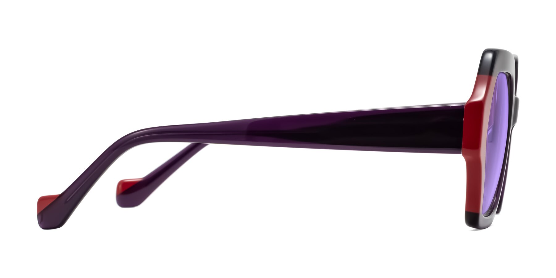 Side of Burka in Eggplant/Red with Medium Purple Tinted Lenses