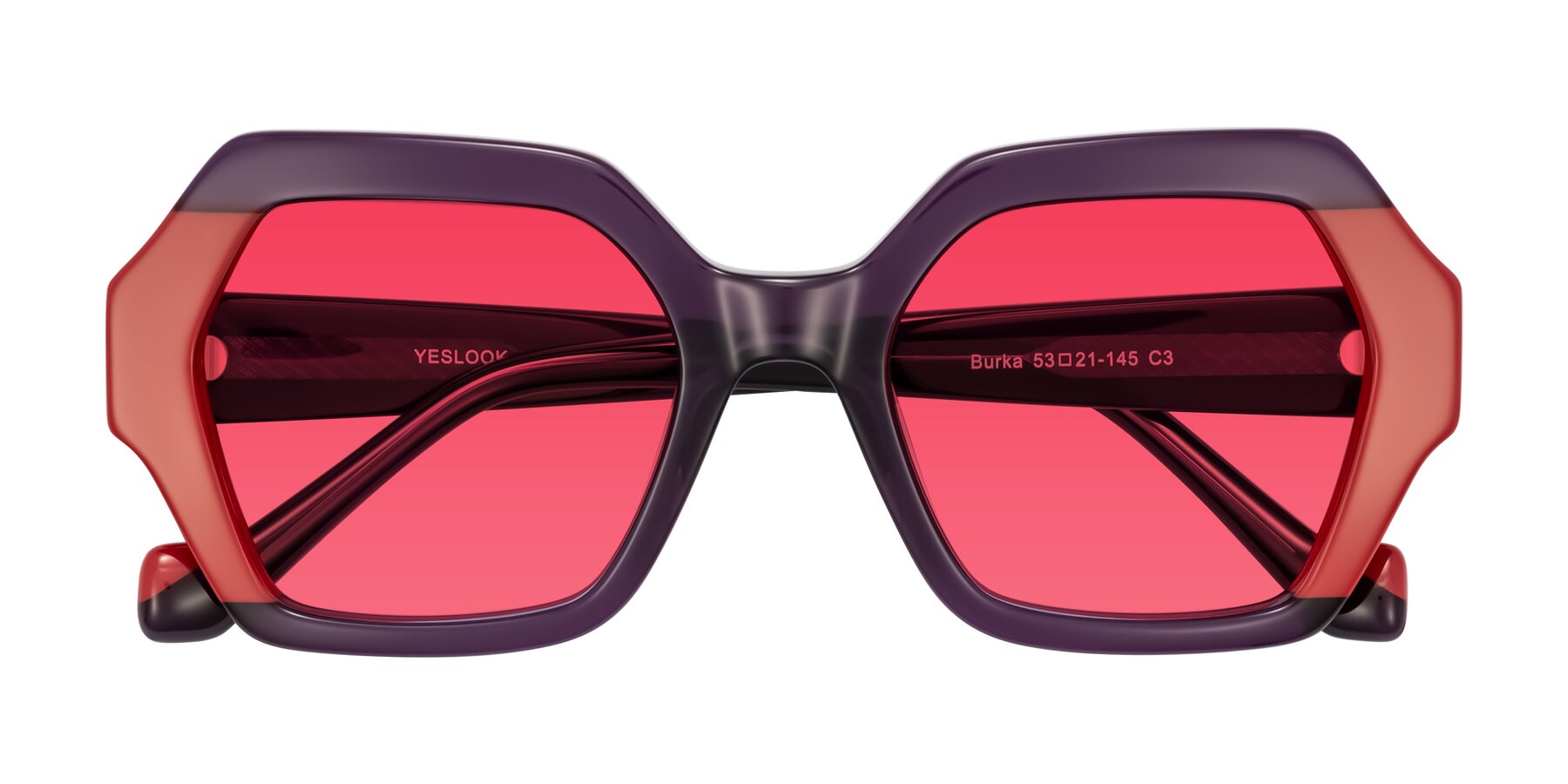 Folded Front of Burka in Eggplant/Red with Red Tinted Lenses