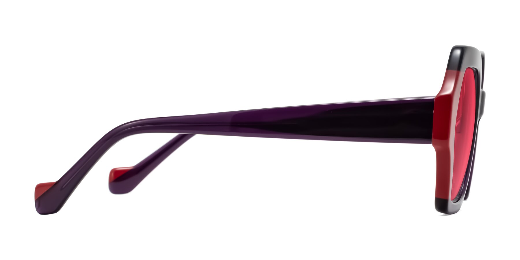 Side of Burka in Eggplant/Red with Red Tinted Lenses