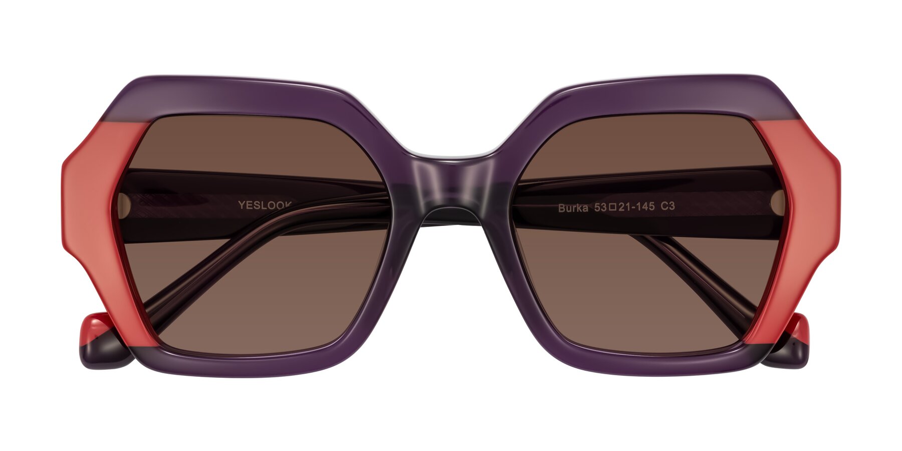Folded Front of Burka in Eggplant/Red with Brown Tinted Lenses