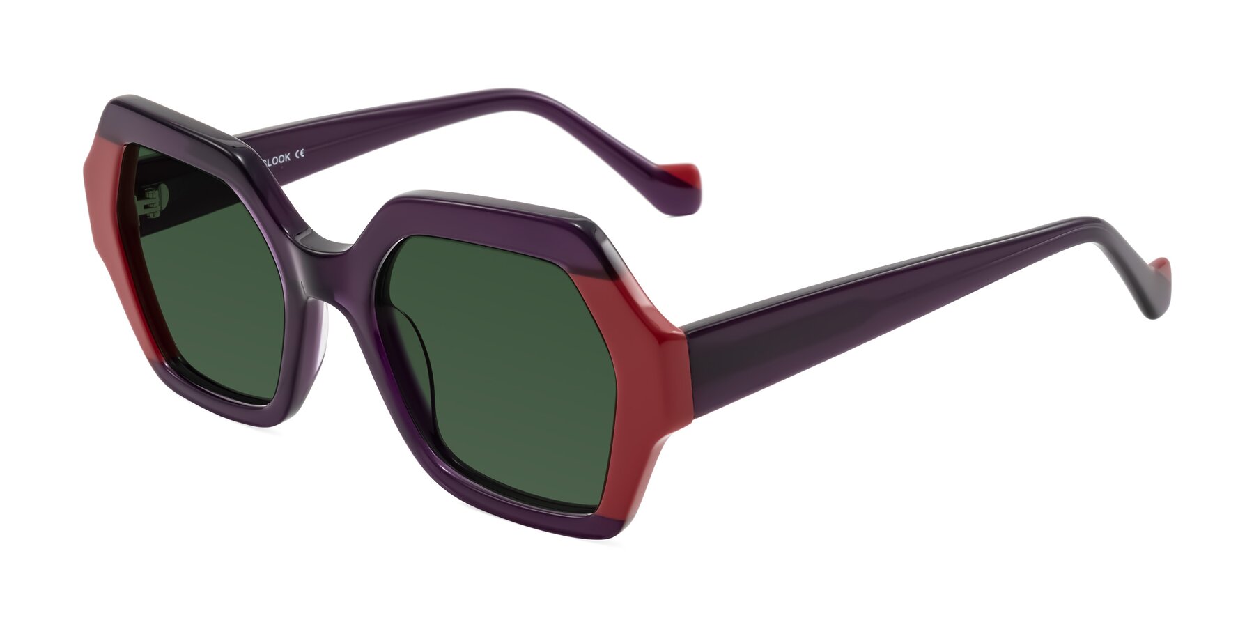 Angle of Burka in Eggplant/Red with Green Tinted Lenses
