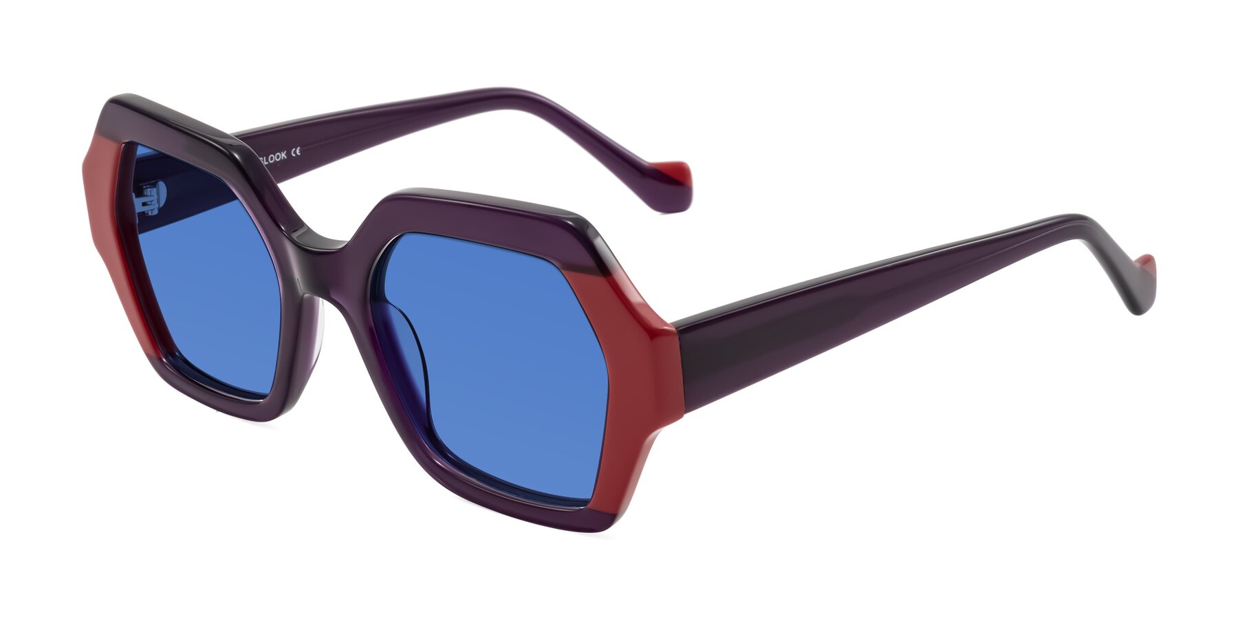 Angle of Burka in Eggplant/Red with Blue Tinted Lenses