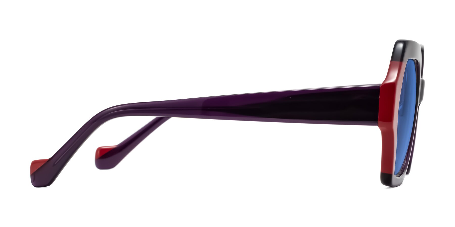 Side of Burka in Eggplant/Red with Blue Tinted Lenses