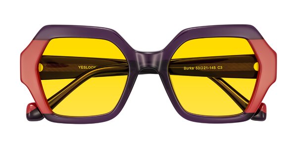 Front of Burka in Eggplant/Red