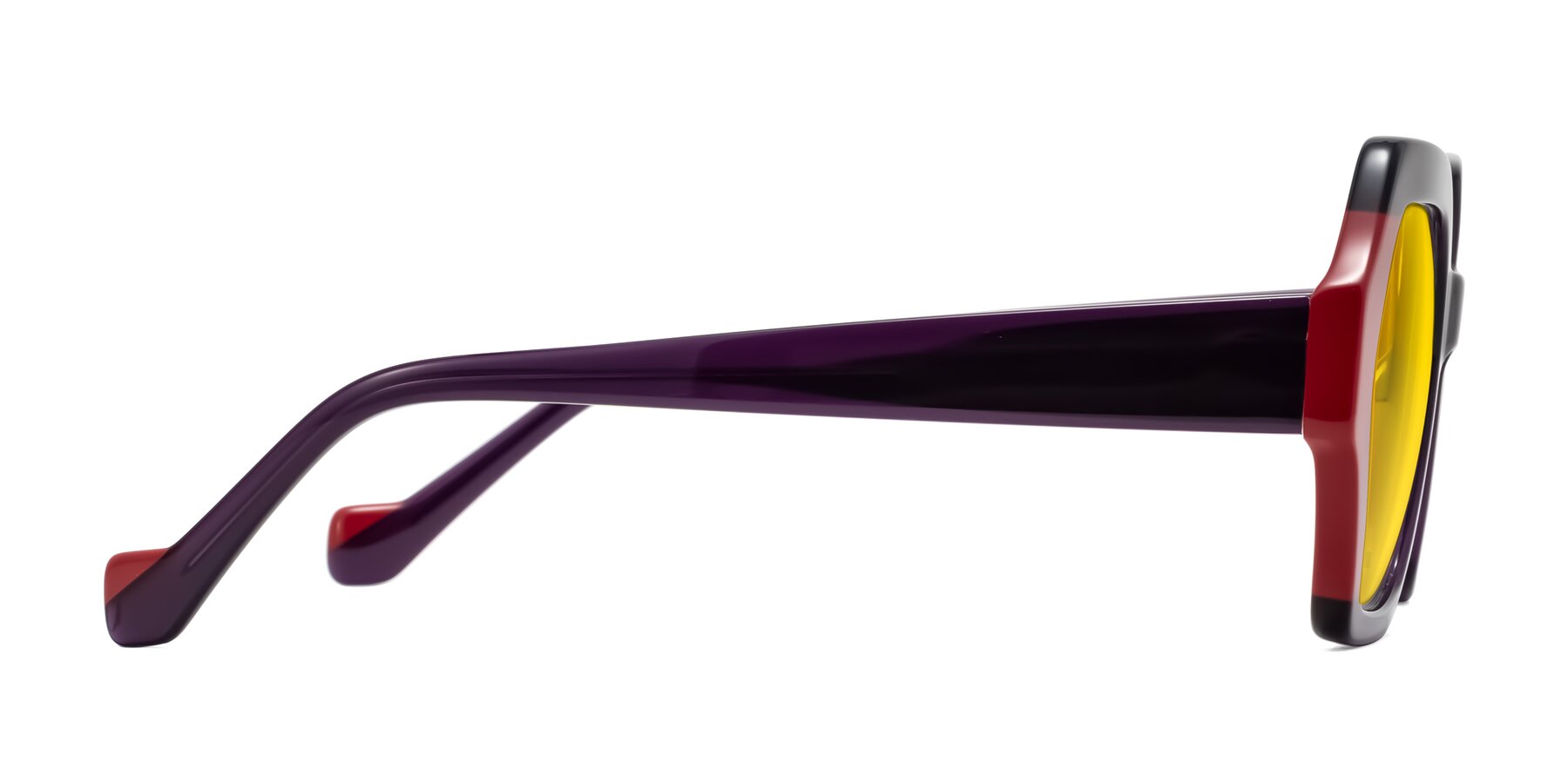 Side of Burka in Eggplant/Red with Yellow Tinted Lenses