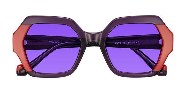 Front of Burka in Eggplant/Red