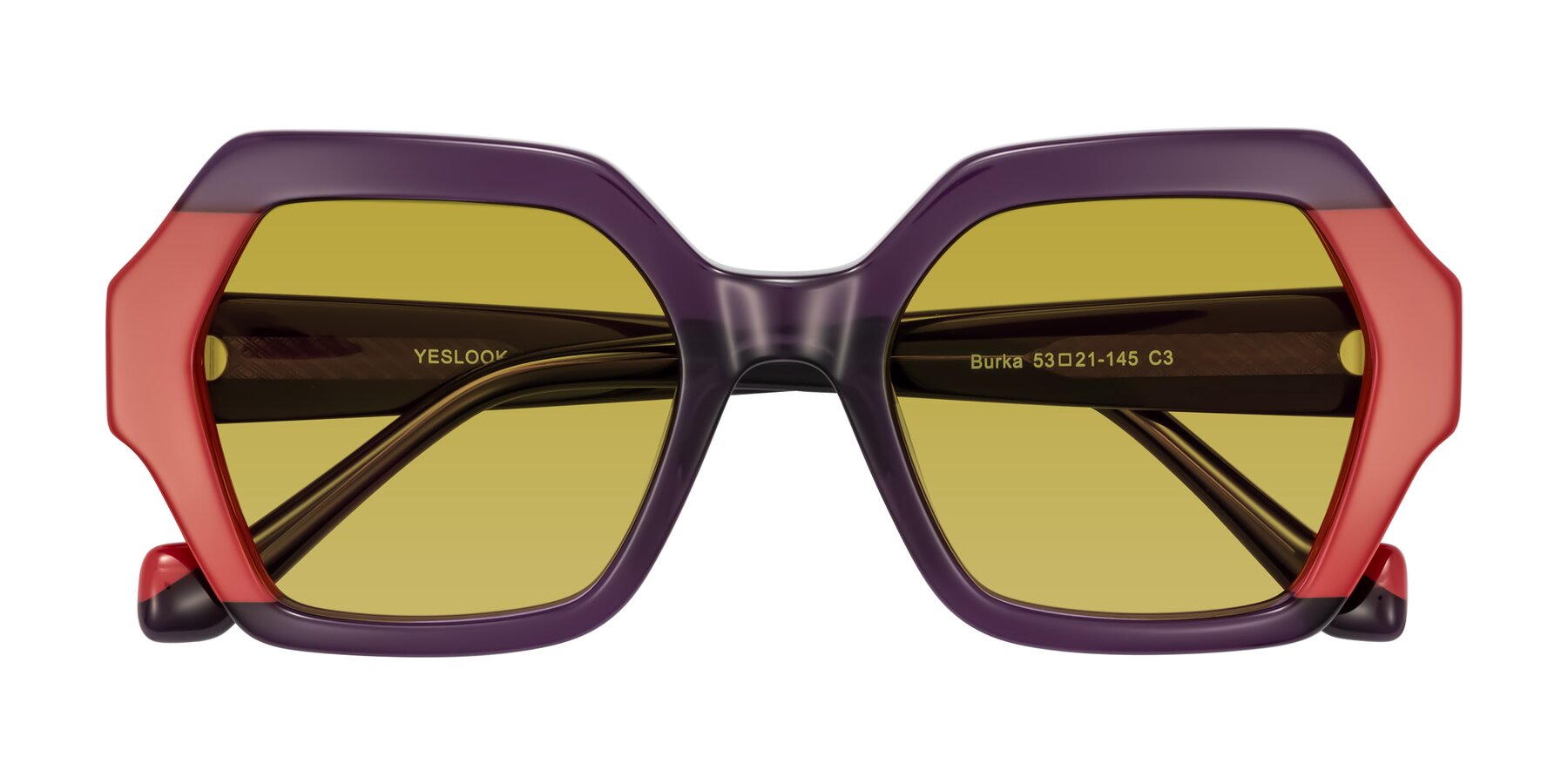 Folded Front of Burka in Eggplant/Red with Champagne Tinted Lenses