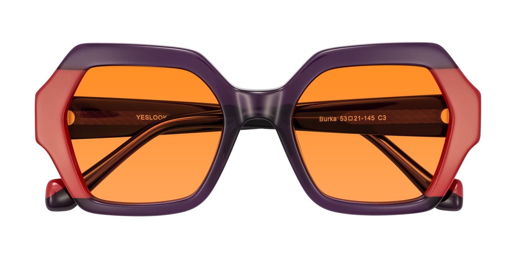 Folded Front of Burka in Eggplant/Red with Orange Tinted Lenses